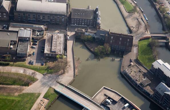 An aerial image of 3 Mills Studio in East London