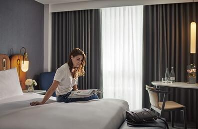 A bedroom at the Hyatt Regency