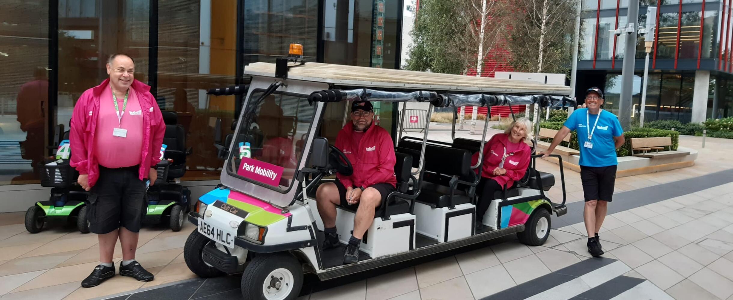 Park Volunteers on the mobility buggy