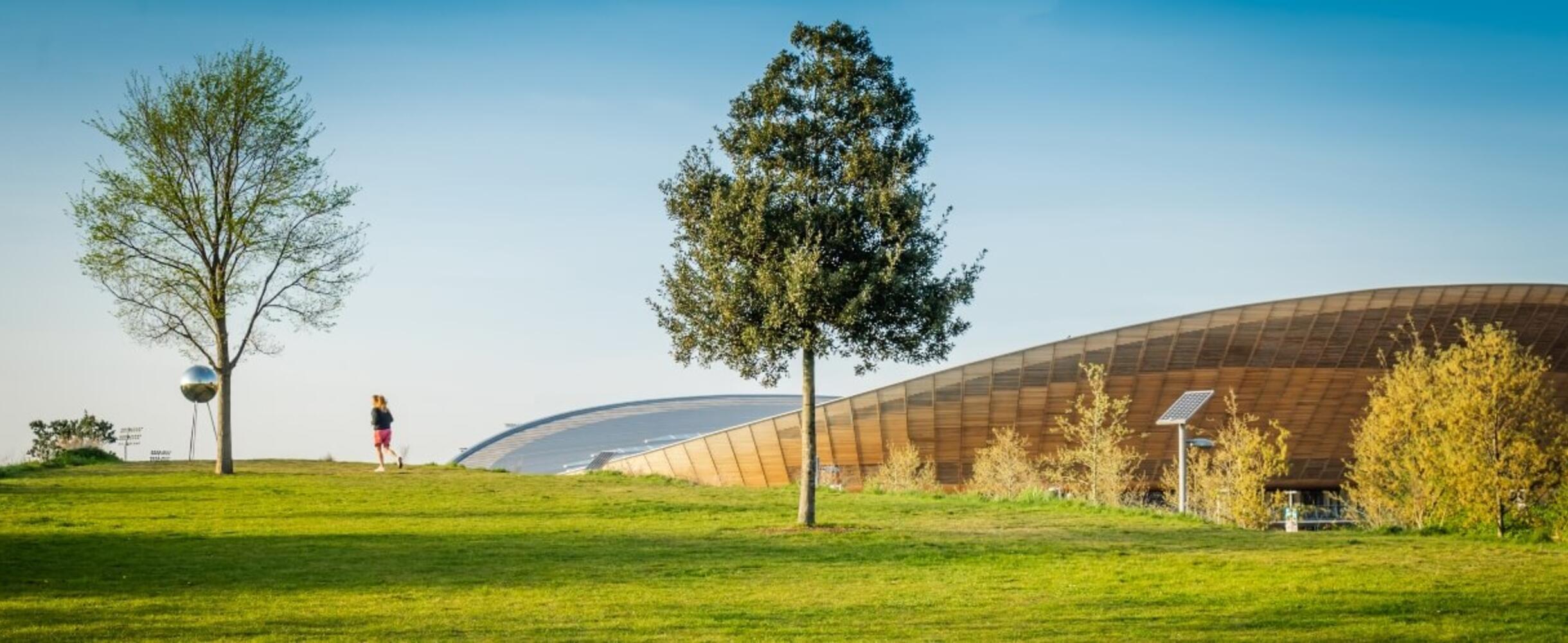 Lovely green landscape shot with the VeloPark in the background
