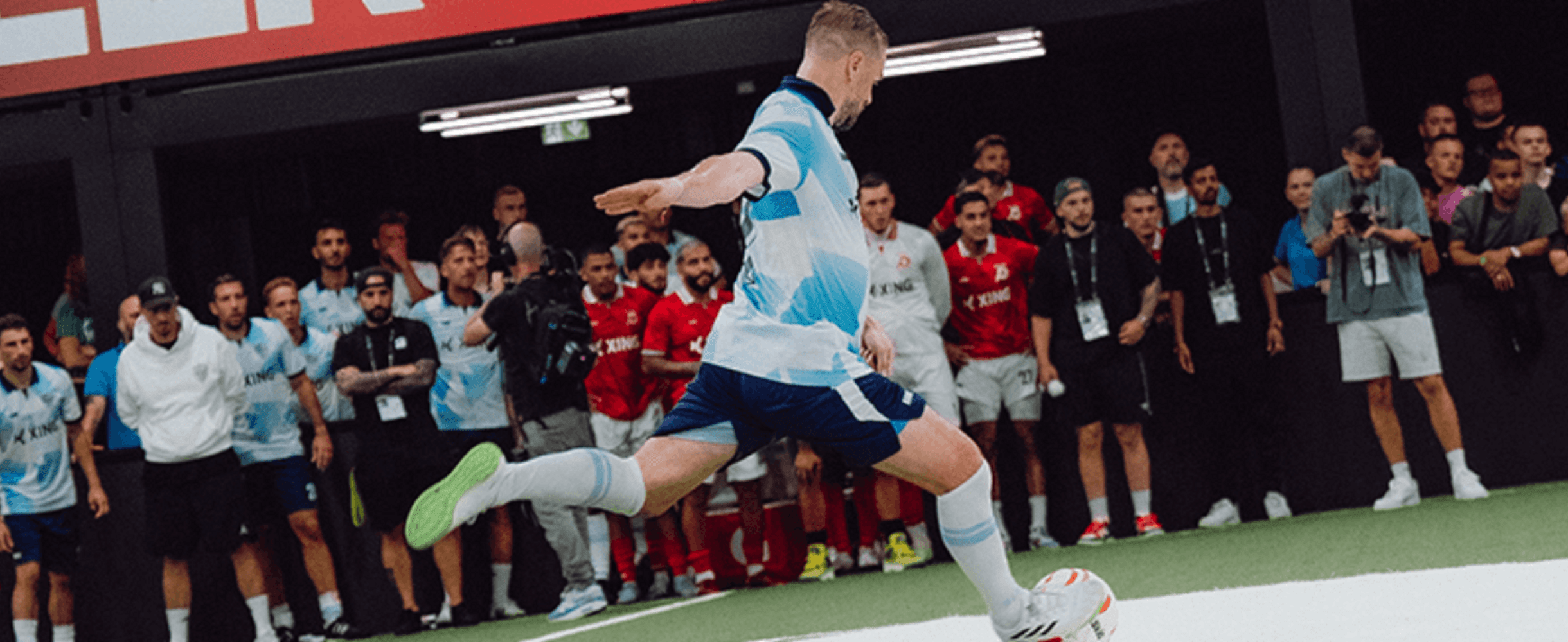 A player shoots at Baller League