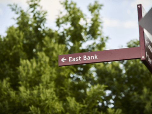 East Bank signage on Queen Elizabeth Olympic Park