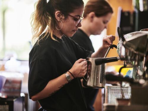 A barista at Timber Lodge Cafe