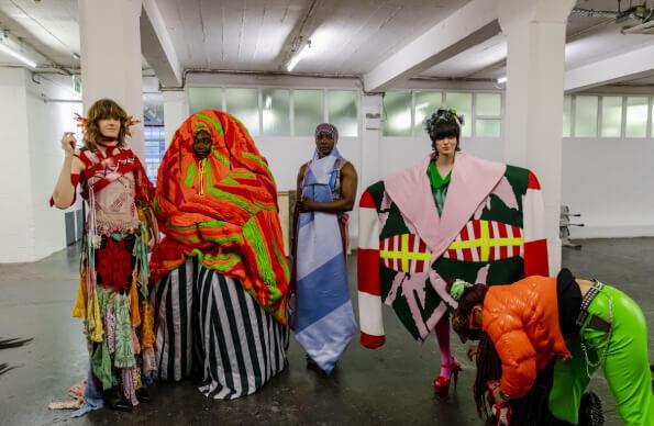 LCF Postgraduate Class of 2023 (LCF23), backstage image of models. image credit: Emmi Hyyppa