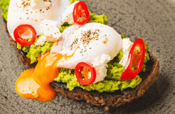 An eggs on toast with avocado at Riverside East