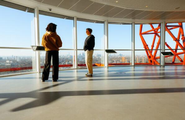 The viewing platform, ArcelorMittal Orbit 360 with views across London