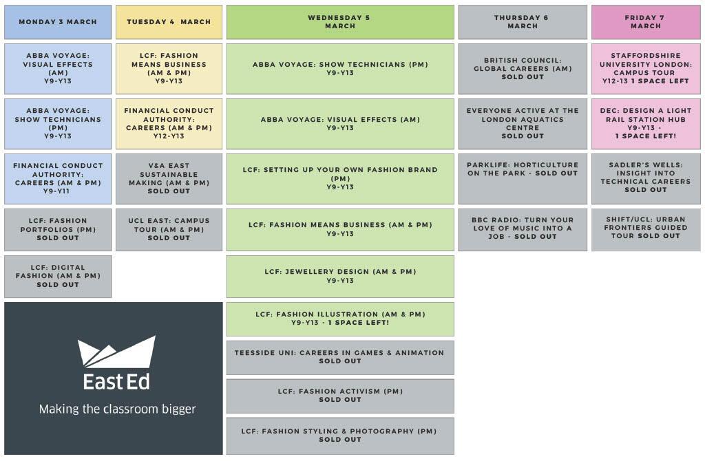 Timetable for ECW 2025