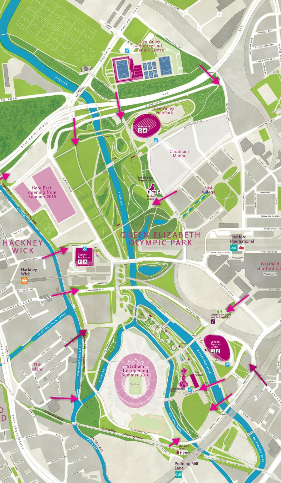 New routes in and around Queen Elizabeth Olympic Park