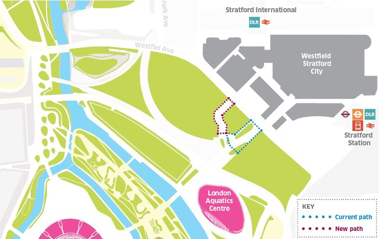 Map of new park entrance to access Westfield