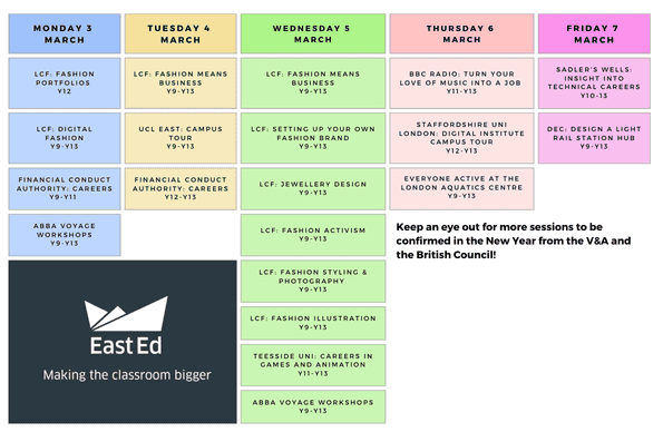 Timetable for ECW 2025