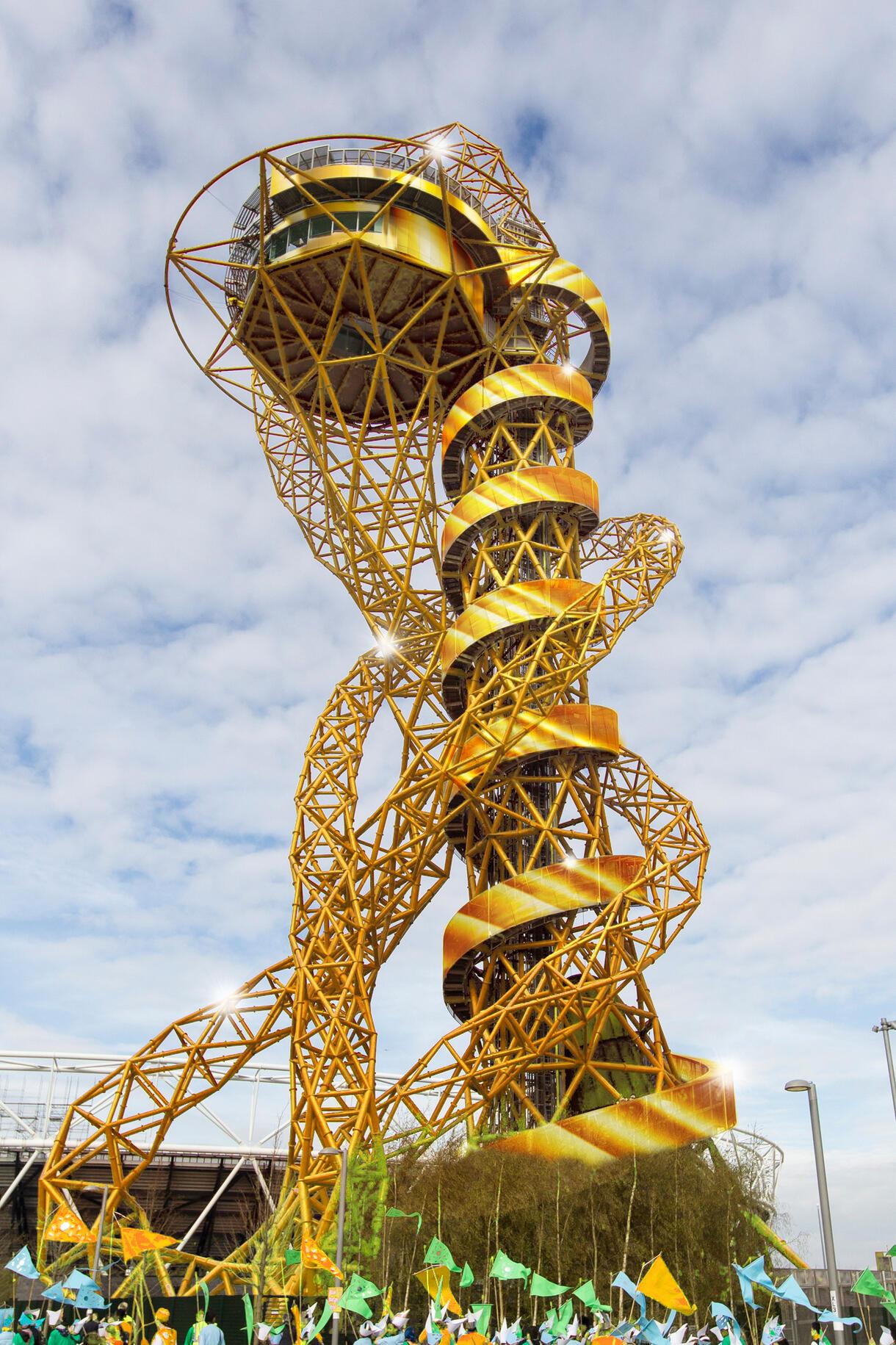 Gold rendering of ArcelorMittal Orbit slide